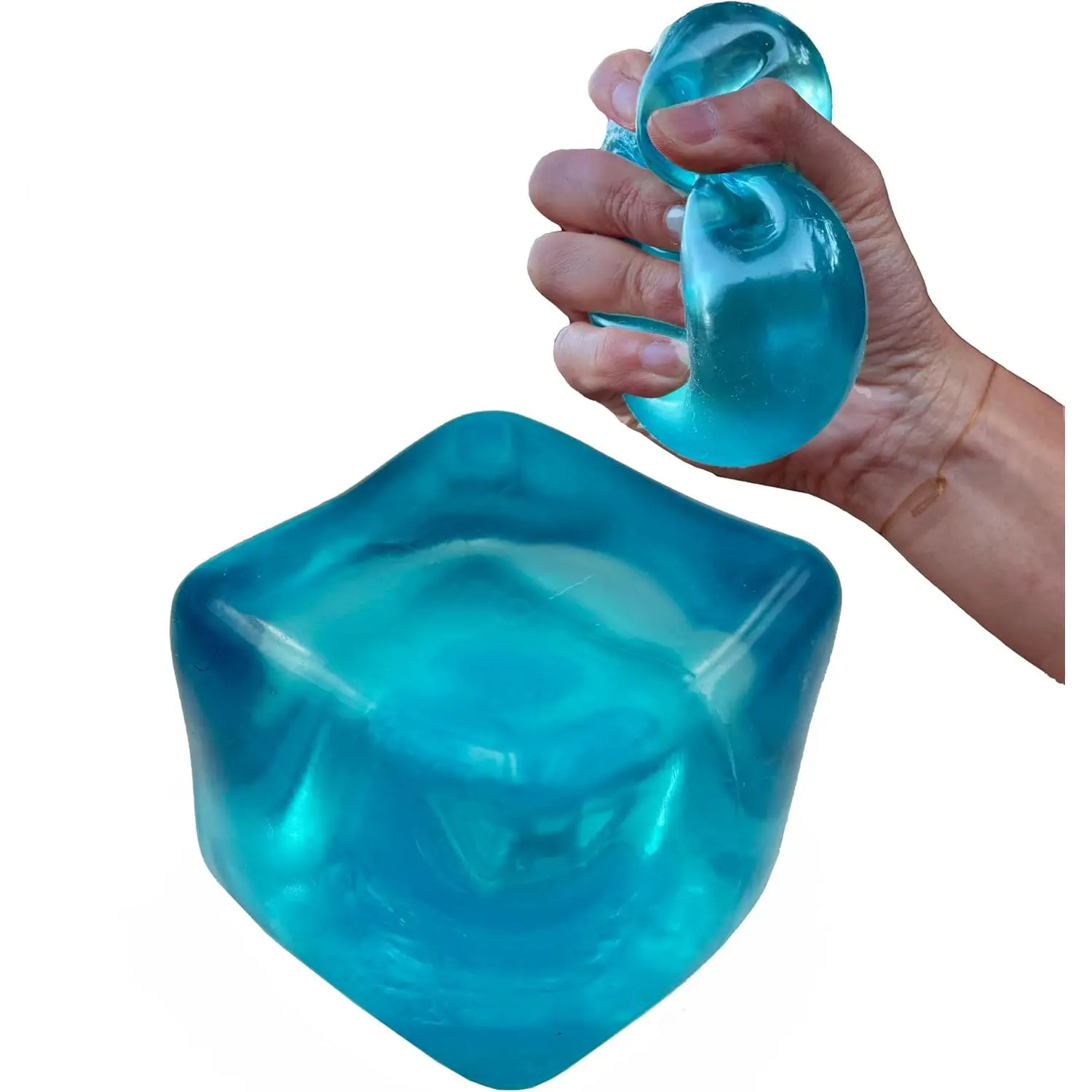 Cube Squishy  Balls  Ice Cubes Squishy Fidget Toy for Your Best Mellow and Chill Square Shape with Filling in Blue for All Age,Sensory Fidget Toy, Blue, Stress Relief Cube, Squishy Gel Texture, Calming Tactile Tool