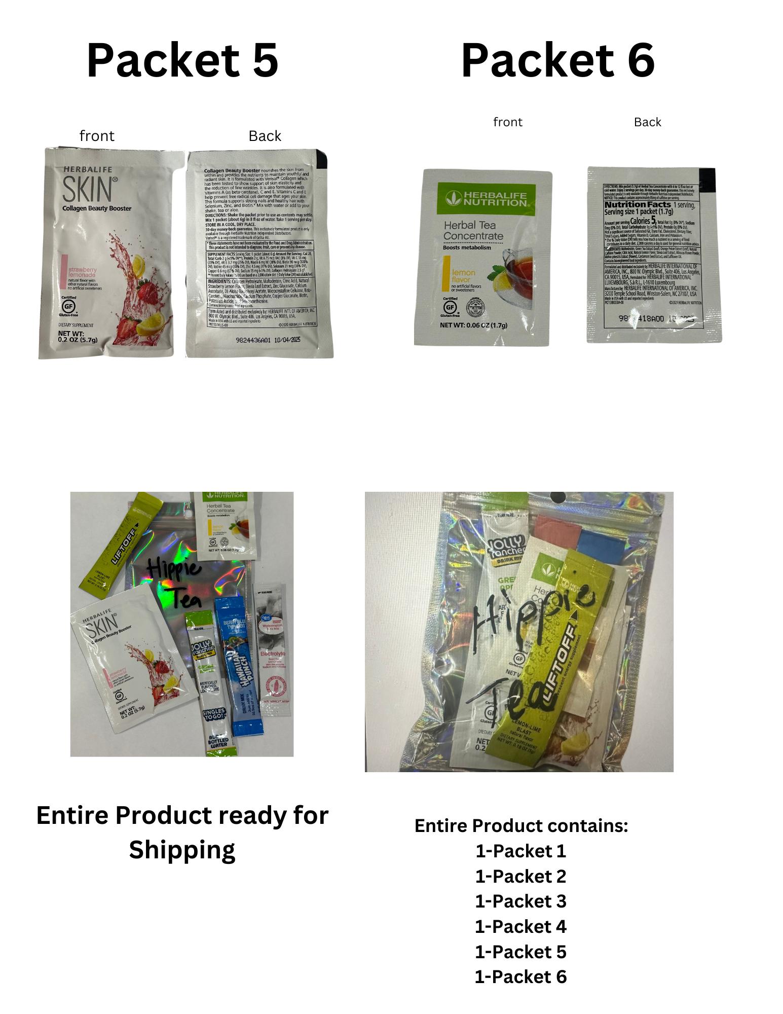 Hippie Tea No Crash Energy Tea Beverage with Collagen, Lift Off, and Drink Mix - Strawberry Lemonade Flavor Colagen