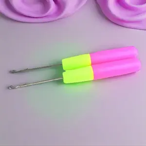LOCSANITY Pink and Green Knitting Needle Crochet Hook Latch Hook for Micro Braids & Loc or Dread Maintenance Tool