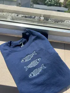Sardine Embroidered Sweatshirt – Navy Color