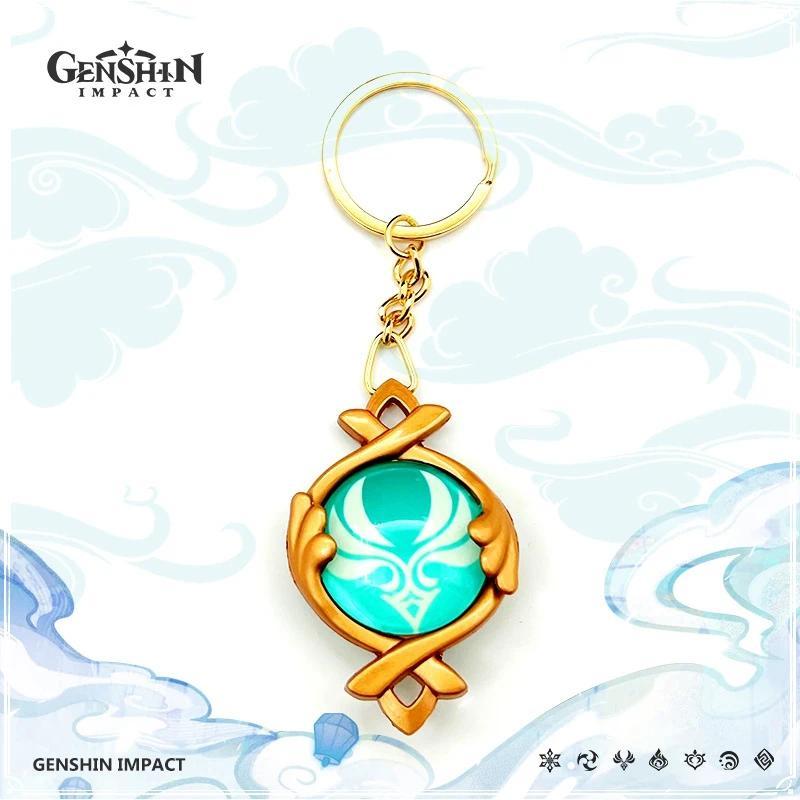 New Teyvat Vision Fontaine Water God Focalors Lyney and Lynette Keychain Luminous 7 Element Eye Of Original God Toy KeyRing
