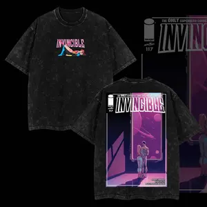 Superstyle Limited Love Pink Atom x Mark Invincible War Comic Double Printed Oversize Lightweight Acid ed Tee TV Ser Soft Cotton Unisex Fit