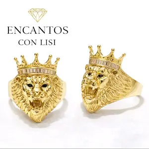 King Lion Crown Ring. Gold Plated 14k