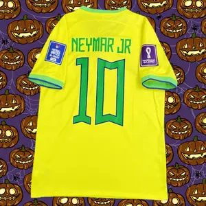 2022 World Cup Brazil Fan Edition Home Short Sleeve Neymar JR Soccer Jerseys