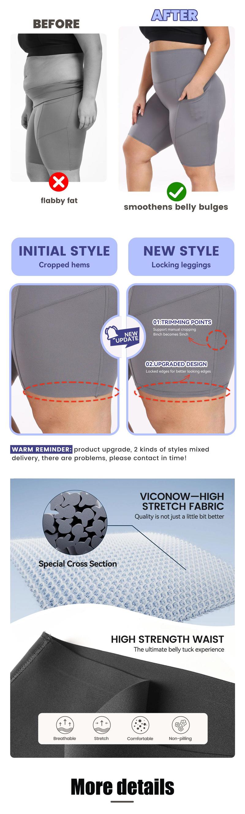 [Size up recommended] Viconow Tummy Control Workout Shorts for Women with Pockets - High Waist Bike Shorts for Gym Workout Athletic