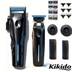 KIKODO Professional Hair Clippers Set USB Rechargeable, 1/2 PC Electric Trimmer Kit for Men, Zero Gap Beard Trimmer with Guide Combs, Cordless Barber Clippers for Hair Cutting, T-Blade Edger for Fade & Design, Perfect Gift for Dad/Boyfriend