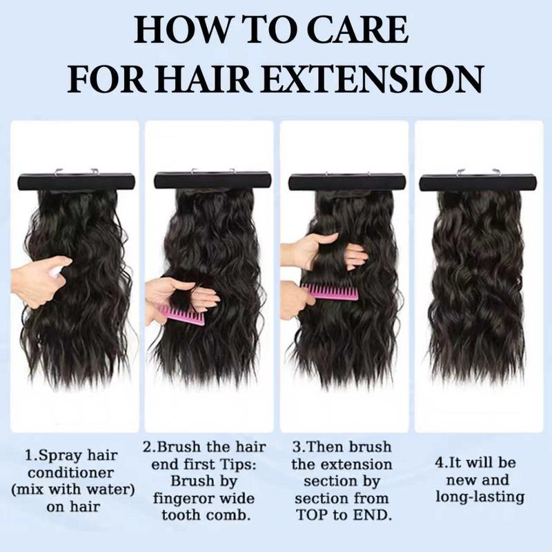 [Iridescent] Clip in Hair Extensions 24/20 Inch 4 PCS Synthetic Natural & Soft Hair & Blends Well Hair Extensions Long Wavy Hairpieces