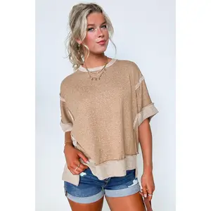 Klaire Contrast Trim Relaxed Drop Shoulder Top - BACK IN STOCK