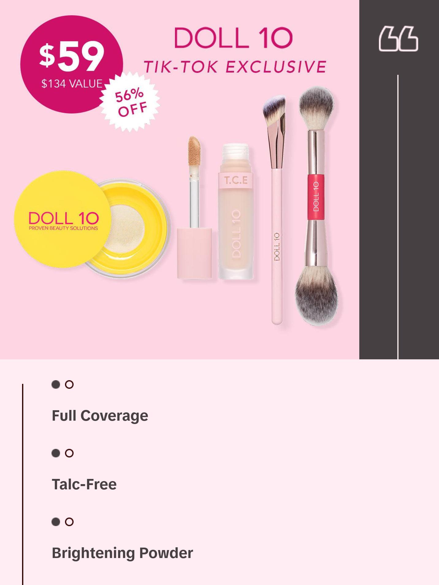 Cover & Blur Bundle - TCE Concealer and Brush, Talc-Free Yellow Powder and Brush Makeup Kit Set