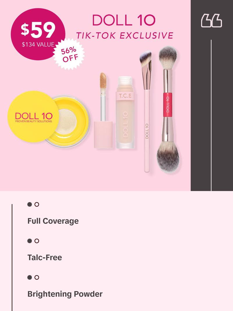 Cover & Blur Bundle - TCE Concealer and Brush, Talc-Free Yellow Powder and Brush Makeup Kit Set