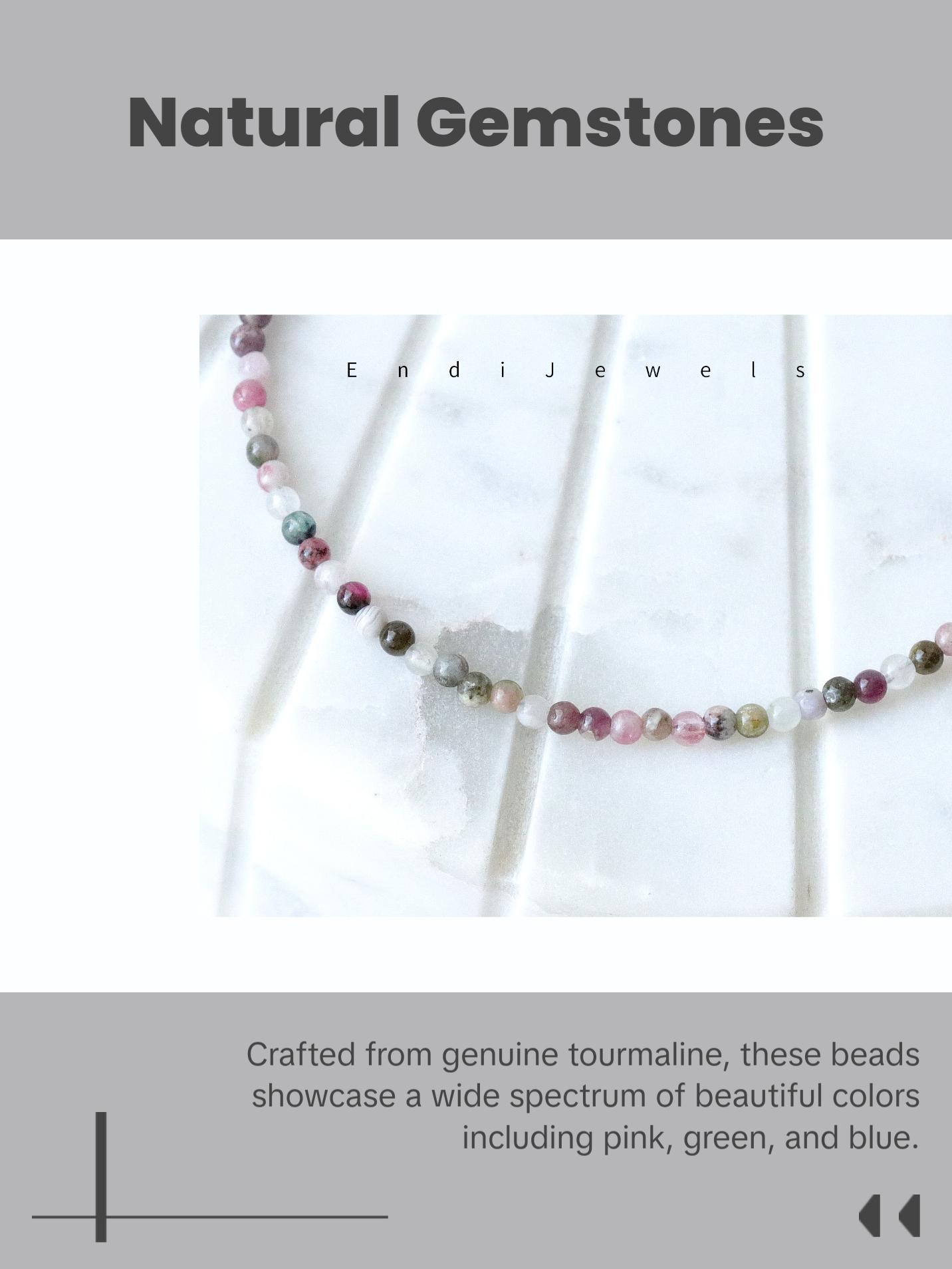 Tourmaline 3mm Round Beaded Choker, Bracelet, Natural Gemstones