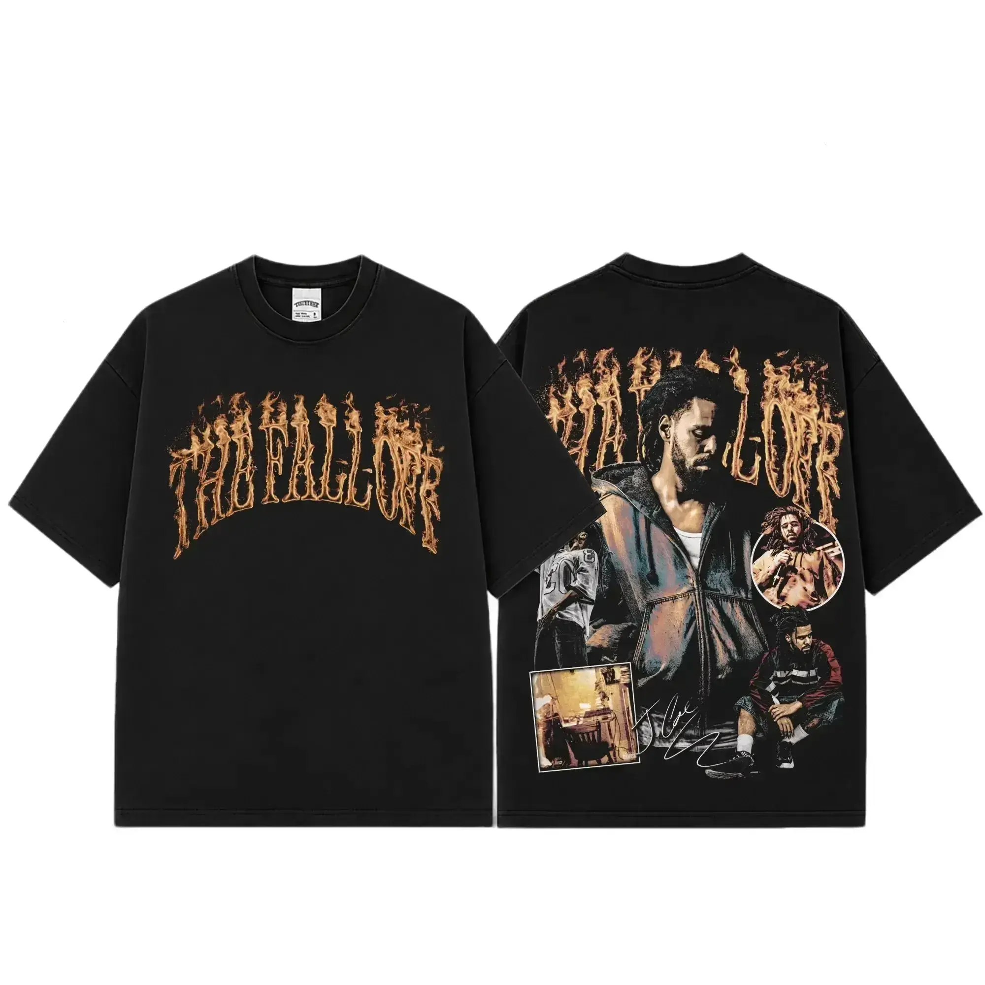 [FREE SHIP] J. Cole The Fall Off Graphic Premium 2026 T-Shirt, Dreamville Rap Music Fan Tee, Vintage Hip-Hop Album Shirt, Flame Grunge Streetwear Graphic Tee, Oversized Black Concert Outfit, Gift for J. Cole Fans