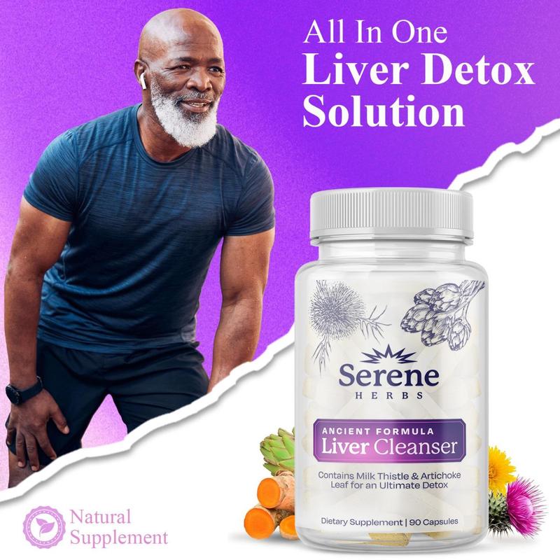 Serene Herbs Liver Cleanse Detox & Repair Formula – Pure Health Liver Support with Milk Thistle, Artichoke & Dandelion Root for Fatty Liver & Liver Health Herbal Detox Supplement Capsules (60 Count)