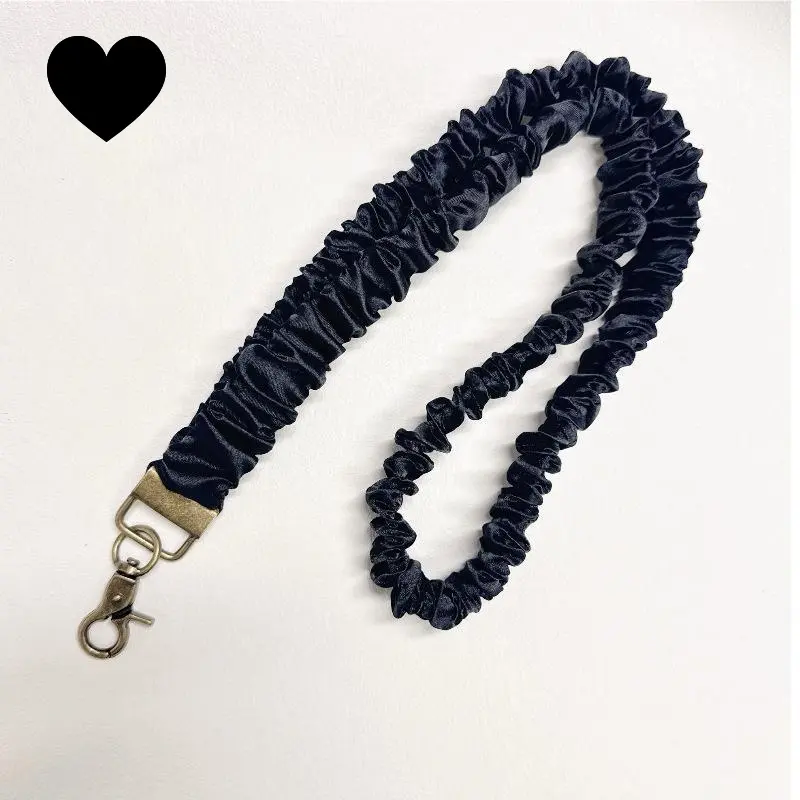 Stretchy Scrunchie Lanyard for ID Badges & Keys - Durable Lightweight Rotatable Metal Base & Sturdy Spring Clasp - Adjustable for Comfort - Perfect for Work Travel & Gym - Hypoallergenic Fabric