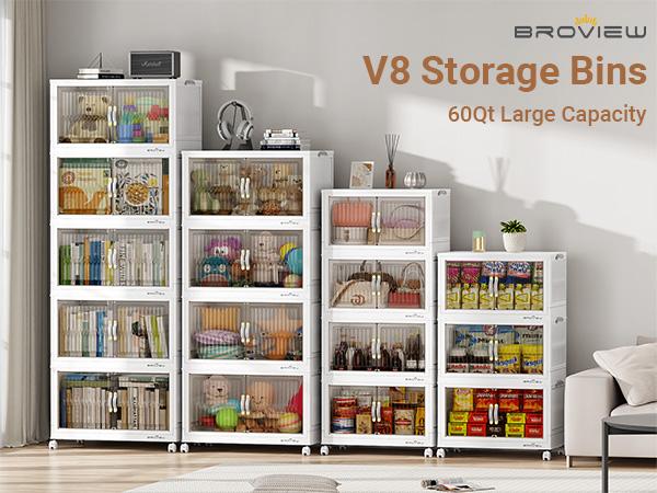 BROVIEW 180Qt/240Qt/300Qt Stackable Storage Bins with Lid, Each 60Qt Stackable Storage Bin, Closet Organizer and Storage Drawer, Collapsible Storage Box with Wheels, Plastic Clothes Storage Cabinet Containers for Home Organization BROVIEW 180Qt/240Qt/300Qt Stackable Storage Bins with Lid, Each 60Qt Stackable Storage Bin, Closet Organizer and Storage Drawer, Collapsible Storage Box with Wheels, Plastic Clothes Storage Cabinet Containers for Home Organization