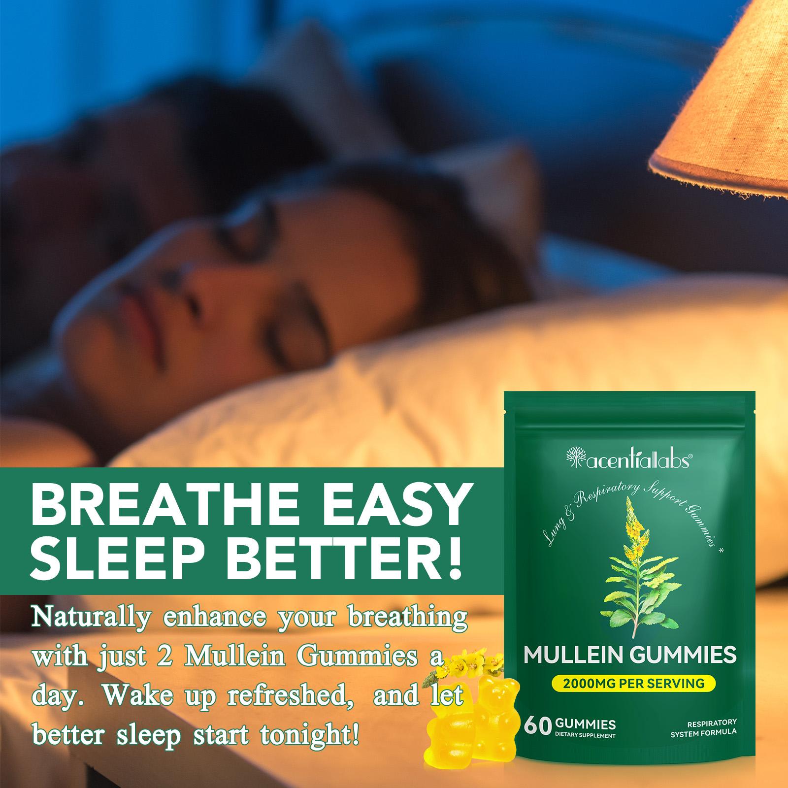 Mullein Gummies for Lungs, Edible Fitness Dietary Gummy, 1000mg Mullein Leaf Extract, mullein lung detox,Pear Flavor Gummies Supplement Healthcare Healthy Companion