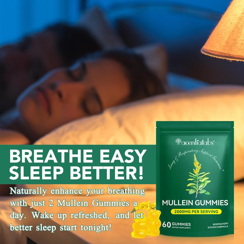9 in 1 Mullein Gummies for Lung Cleanse, Mullein Leaf Extract w/Quercetin, Bromelain, Elderberry &Marshmallow Supplement Healthcare mullein lung detox Edible Dietary