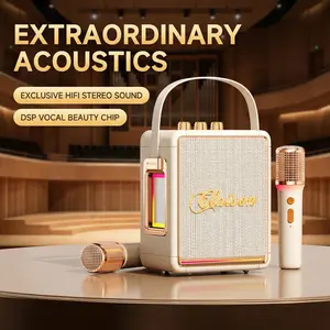 CLAISSON Portable Wireless Karaoke Speaker with Microphone HIFI Stereo Sound Colorful LED Lights Ultra Long Battery Life for Parties Outdoor Sports and Travel
