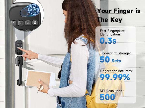 Smart Fingerprint Deadbolt Lock - Keyless Entry with WiFi, App Control & Auto-Lock, Easy Install for Front Doors