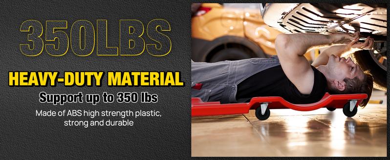 Nilight 40" Mechanic Plastic Creeper - 40 Inches Heavy Duty Shop Creeper with Padded Headrest and 6 Casters, 350 lbs Capacity, Red Nilight 40" Mechanic Plastic Creeper - 40 Inches Heavy Duty Shop Creeper with Padded Headrest and 6 Casters, 350 lbs Capacity, Red