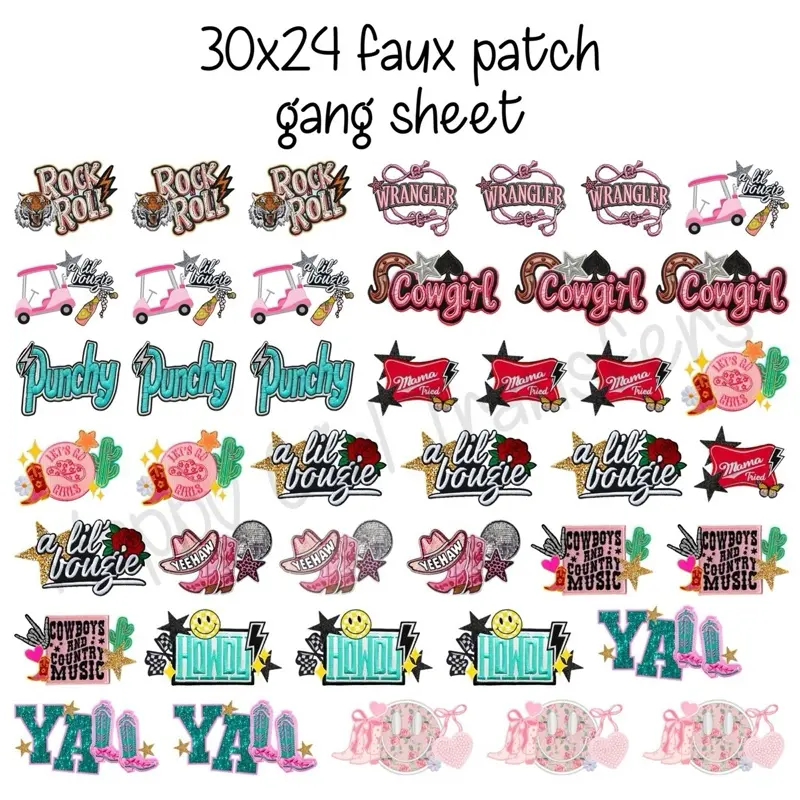 30x24 pre made DTF Faux patch trucker hat gang sheet