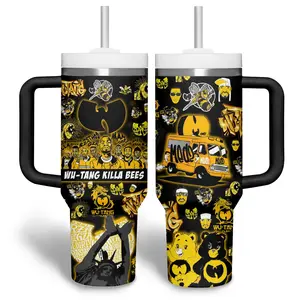 Wu-Tang Music Tumbler 40oz with Handle, 20oz Insulated Travel Mug, Hip Hop Rap Fan Drinkware Gift