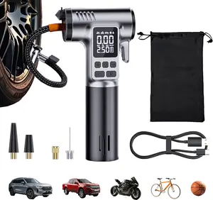 Portable Tire Inflator, 150PSI Air Compressor with ​LCD pressure gauge & ​Auto shut-off, Features ​built-in LED light, ​Safety hammer & ​Seatbelt Cutter, for ​Car/Bike/Motorcycles/Ball​