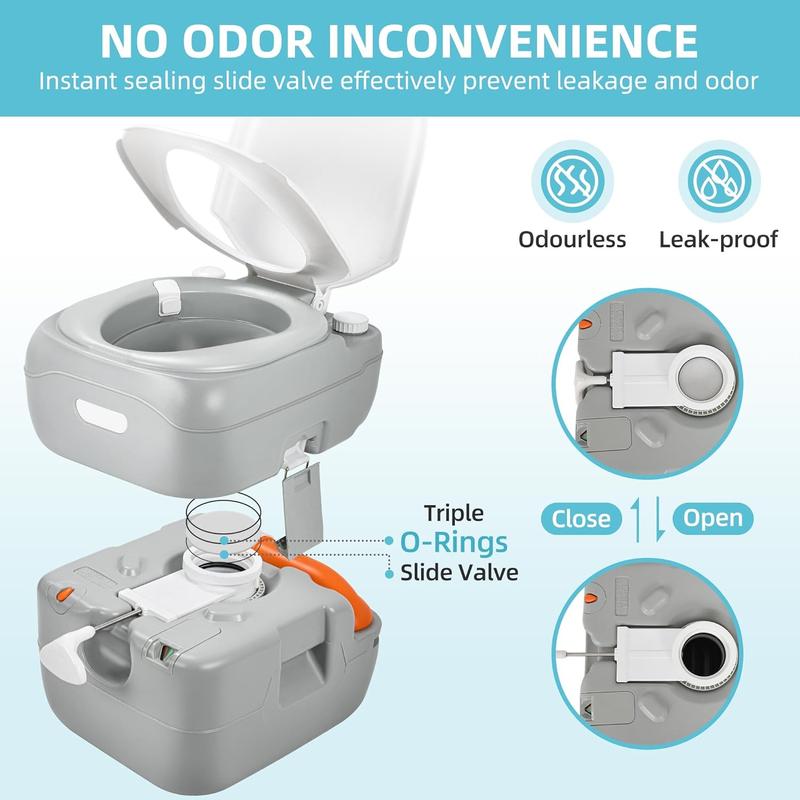 YITAMOTOR Portable Toilet 5.8 Gallon Camping Porta Potty RV Toilet with Handle Pump Level Indicator Odourless Leak-proof for Motorhome Travel Car Boat Indoors and Outdoors YITAMOTOR Portable Toilet 5.8 Gallon Camping Porta Potty RV Toilet with Handle Pump Level Indicator Odourless Leak-proof for Motorhome Travel Car Boat Indoors and Outdoors