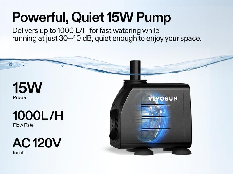 VIVOSUN Automatic Drip Irrigation Kit, Smart Watering System with 16 Drip Emitters, 4mm Fast Flow, App-Controlled A10 GrowHub, Quiet 15W Pump, Anti-Siphon & Filtered for Indoor & Outdoor Plants