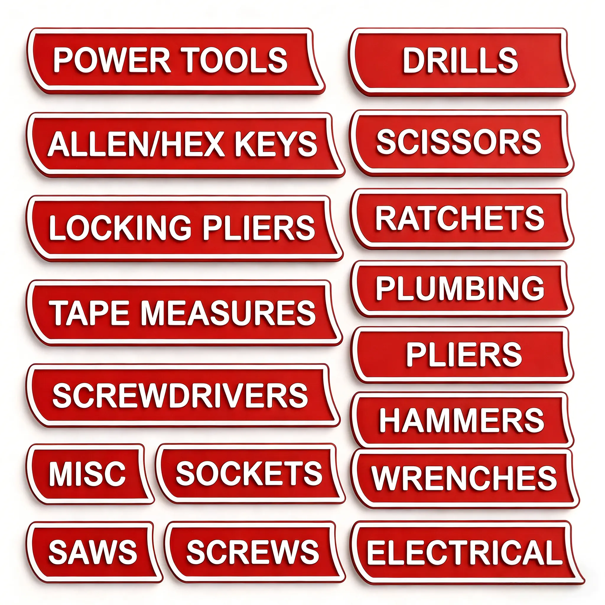 Kavilin 17 Pack Magnetic Toolbox Labels, 3D Tool Box Magnet Labels for Tool Organization, Reusable Tags for Tool Chests, Drawers & Cabinets(RED)