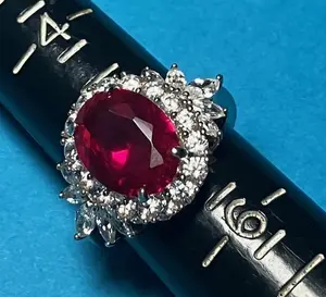 Charles Winston Sterling Ruby & Diamond Ladies Ring