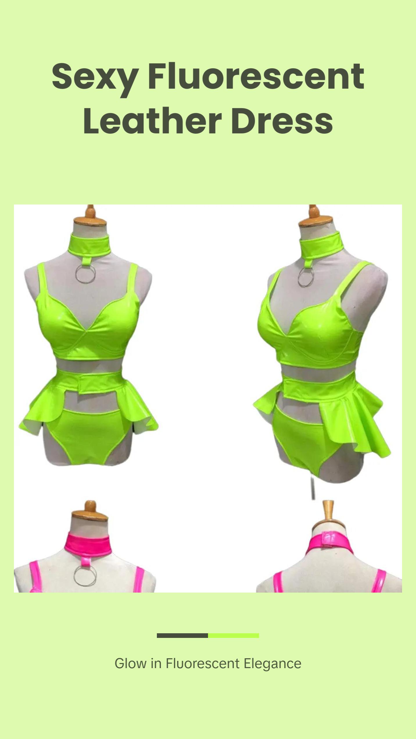 Bar Costume Sexy Fluorescent Elastic Patent Leather Dress Clothes Womenswear Collar