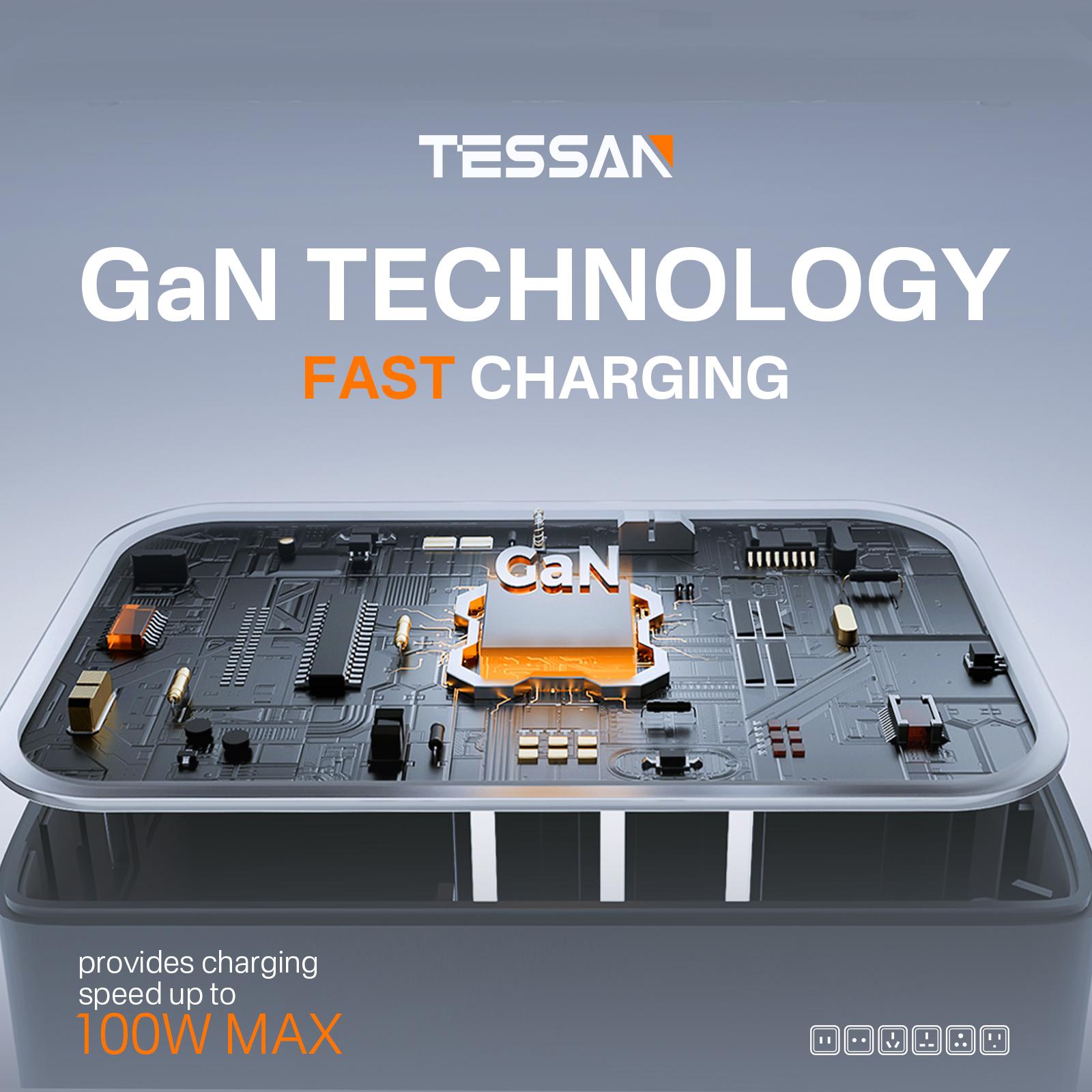 TESSAN Universal Travel Adapter 35W/65W/100W Fast Charging with 4 USB Ports & 1 Type C for US EU UK AUS Ireland(Type C/G/A/I) Plug , Portable Charger for Cellphone/Smartphone/Electronic Devices, Travel Essential