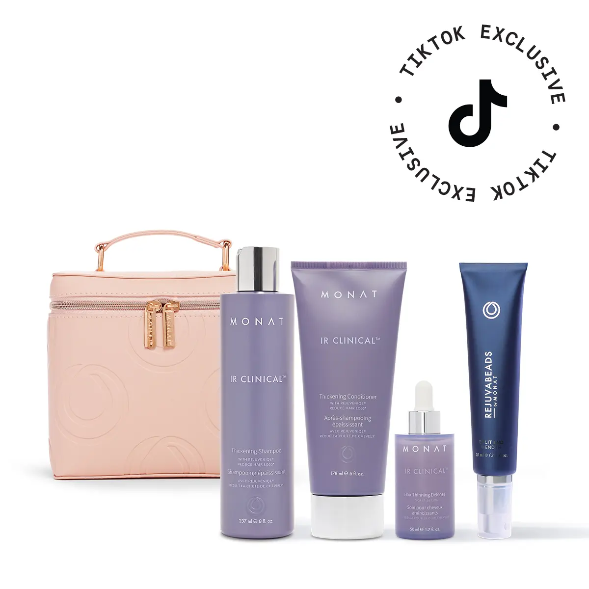 MONAT IR Clinical Hair Thinning Defense System + REJUVABEADS Split End Mender | Thickening Hair Care Set for Fuller, Stronger Hair Strengthens Hair Shampoo Smooth Repairing Serum Conditioner Cleanser Haircare