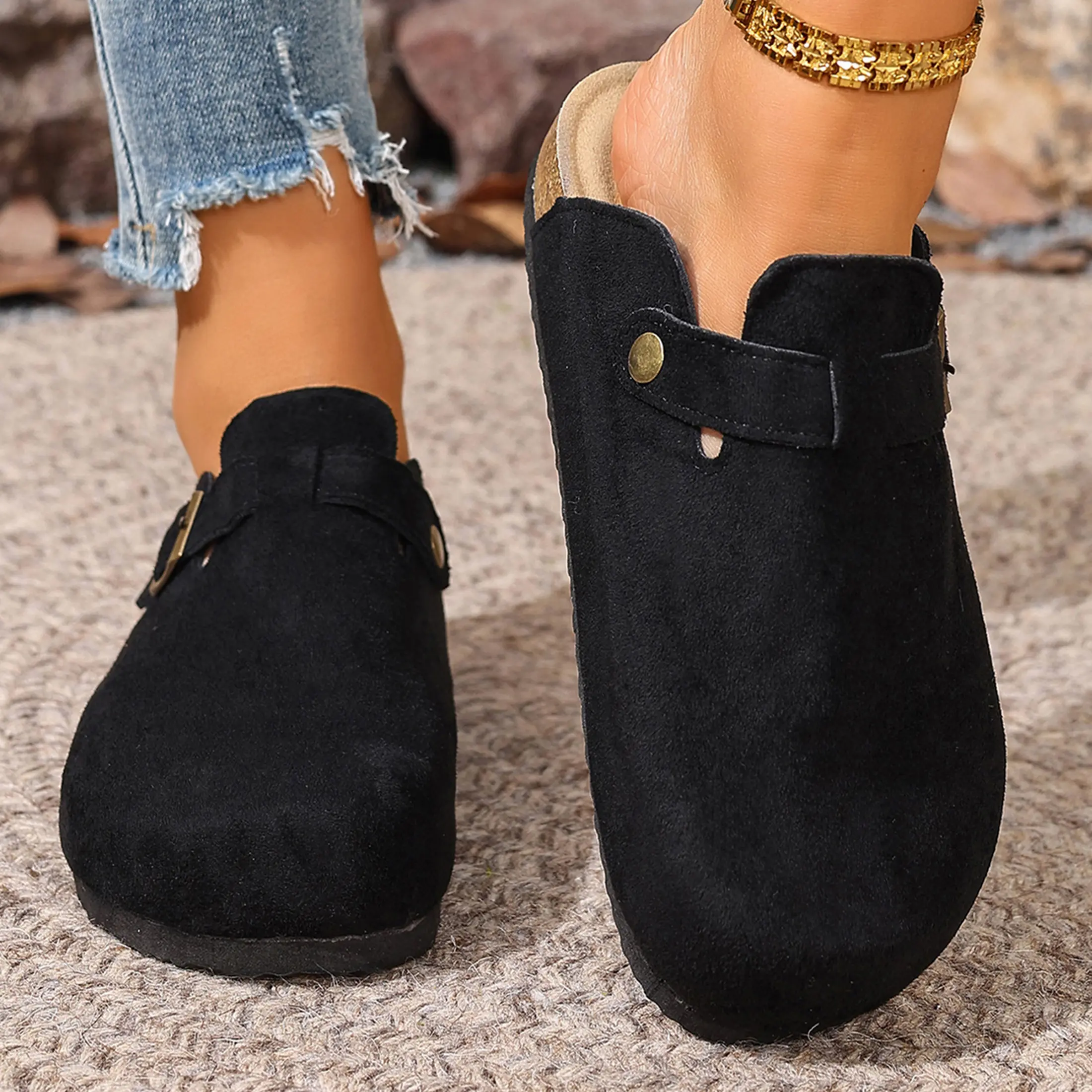 Women's Casual Slip-On Clogs Slippers Lightweight Suede Mules Sandals Indoor Outdoor Shoes for Daily Walking & Shopping Springfresh