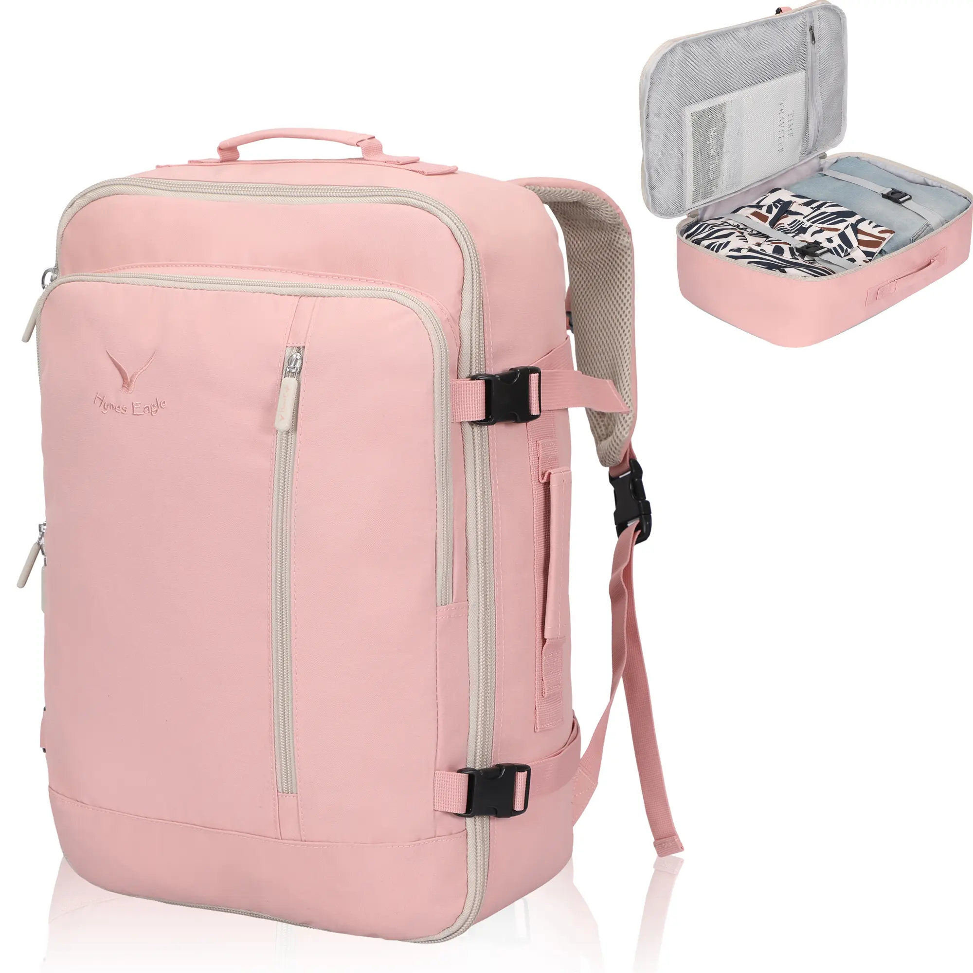 HYNES EAGLE 38L Synthetic Airplane Carry On Backpack, Durable TSA-Friendly Flight Approved Cabin Bag for Men, Large Weekender Luggage with 15in Multi Compartment & Laptop Compartment, Airplane Backpack, Durable Backpack
