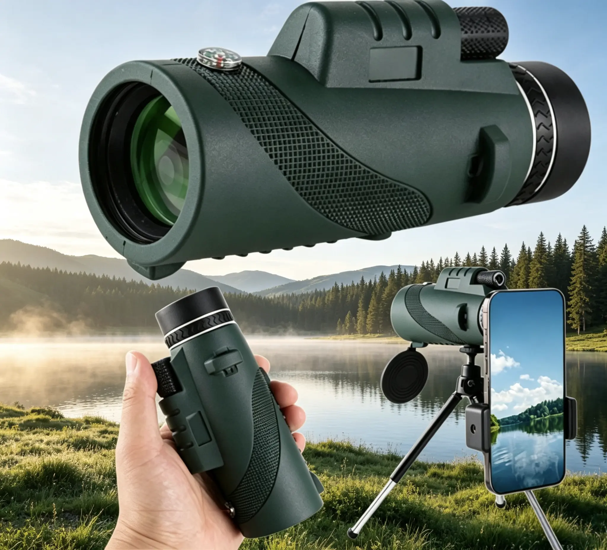 Portable Handheld Single-Tube Telescope with FMC Lens, 10x Zoom, 42mm, Manual Focusing, Ideal for Outdoor Camping, Wildlife Observation, Sports Events, Perfect Holiday Gift