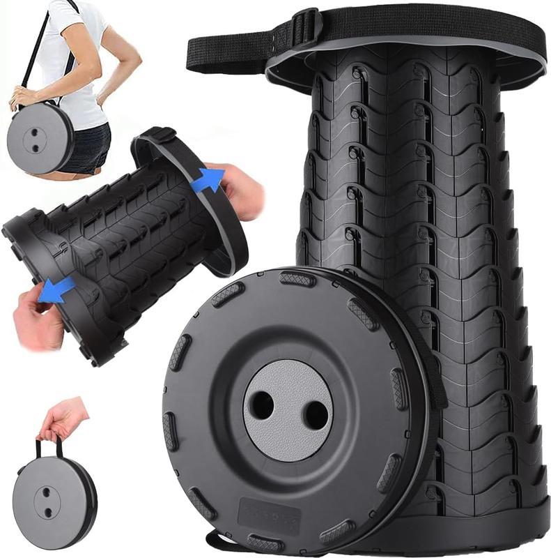 Retractable Folding Stool Upgraded,Portable Lightweight Collapsible Stool Telescoping Chair Seat  Campchair Adjustable Height with Load 400 lbs for Adult Camping Travel Fishing Outdoor Durable Sturdy & Further Reinforced