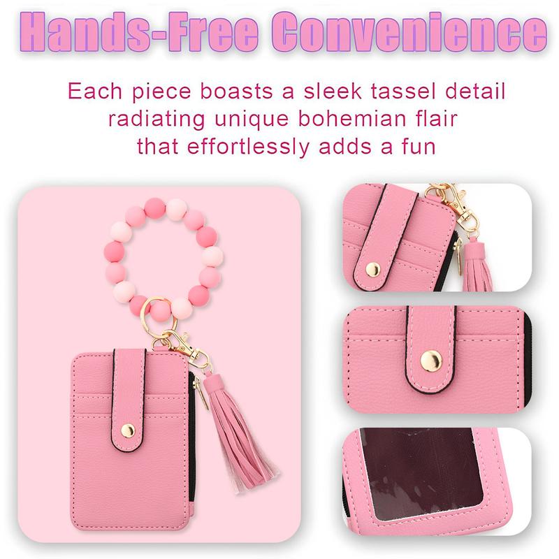 Fashionable Boho Style Tassel Beaded Keychain, featuringa wallet and bracelet function, perfect as a birthday giftfor women and girls, and a perfect match for everydayoutfits.