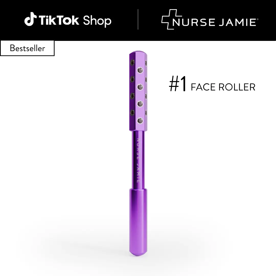 Nurse Jamie UpLift Facial Massaging Beauty Roller – Anti-Aging Face Roller with 24 Hexagonal Massaging Stones, Daily Skincare Massage Tool for Face & Neck Sculpting