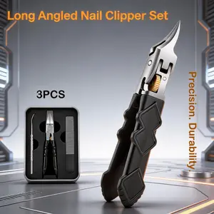 Gift Boxed 3-Piece Set Slider Lock with Non-Slip Black Handle for Men Seniors Professional Grade Thick Nails Ingrown Toenails Beveled Tip Blade Sharp Longer Essential Kit Home Travel Use