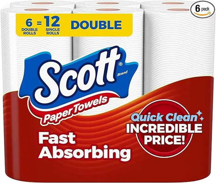 Scott Paper Towels, Choose-A-Sheet, 6 Double Rolls = 12 Regular Rolls (108 Sheets Per Roll)