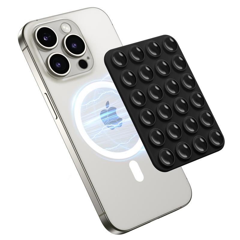 Magnetic Suction Cup Phone Mount | Detachable Suction Phone Grip | Hands-Free MagSafe Suction Mount for Phone Accessories Metal NO-Stick Hot Pink