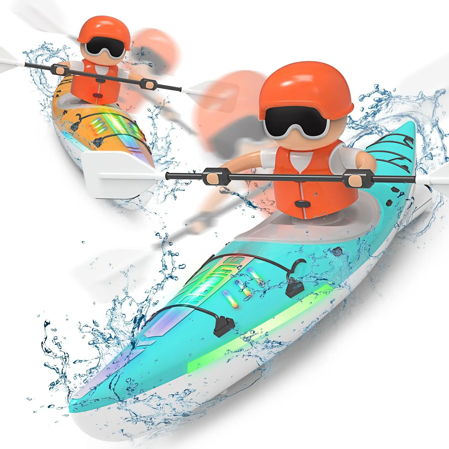 Remote Control Boat Toy,Remote Control Kayak Boat W/Colorful LED Light for Kids, Innovative Realistic Paddling Design,2.4 Ghz Remote Control Boat Toy, Valentine's Day Gifts