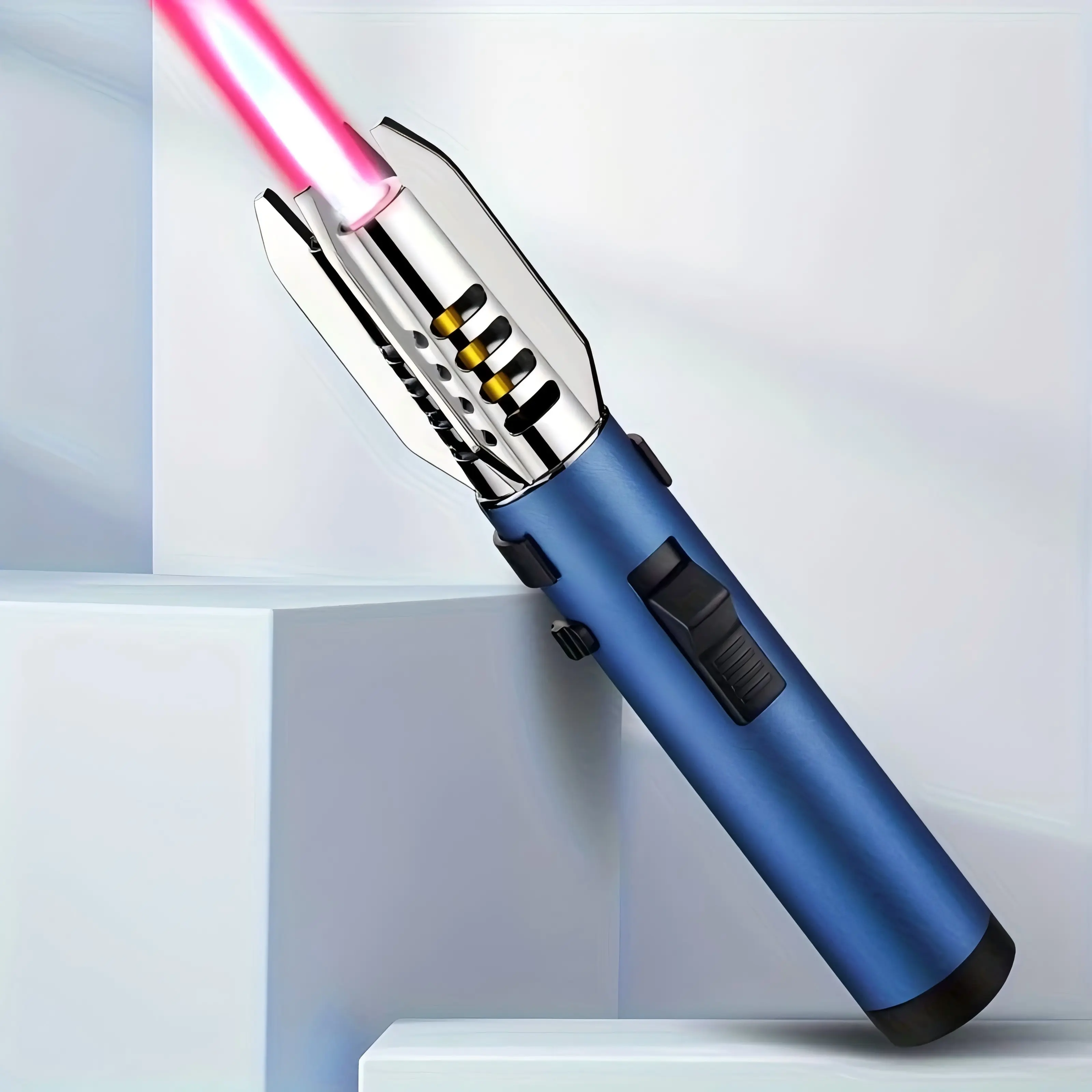 1800℃ high-temperature butane torch lighter, with metal wind-proof design, 360° ignition, adjustable flame, 20 cm long flame, outdoor igniter, equipped with safety lock