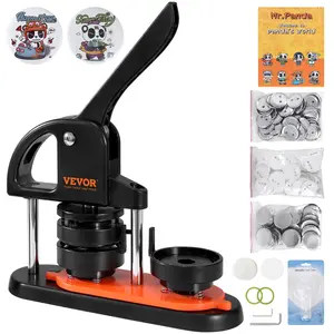 Button Maker Machine, 2.28 inch/58mm Pin Maker with 100pcs Button Parts, Ergonomic Arc Handle Punch Press Kit, Button Maker with Panda Magic Book, For Children DIY Gifts and Christmas