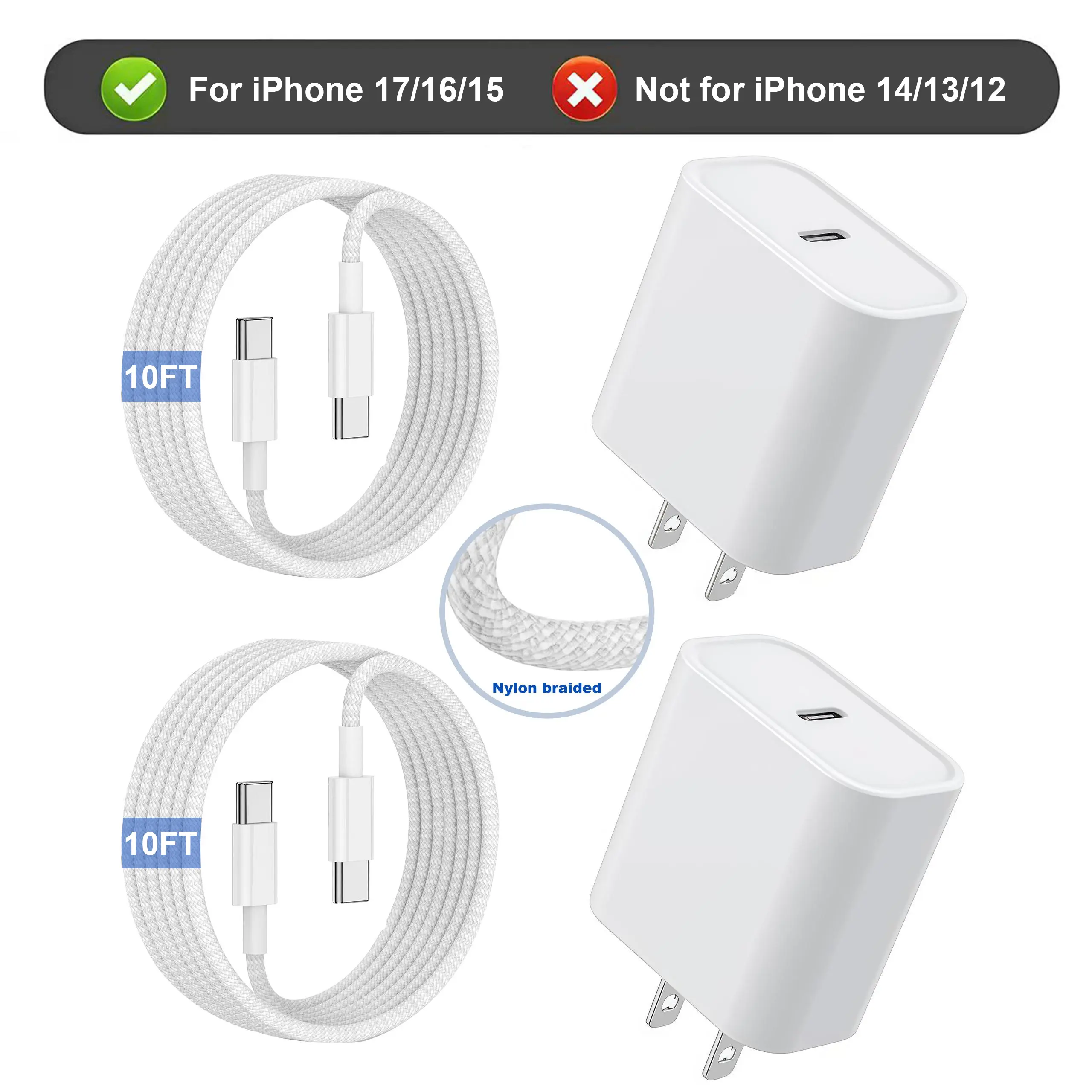 4 Pcs 10FT For iP 17/16/15