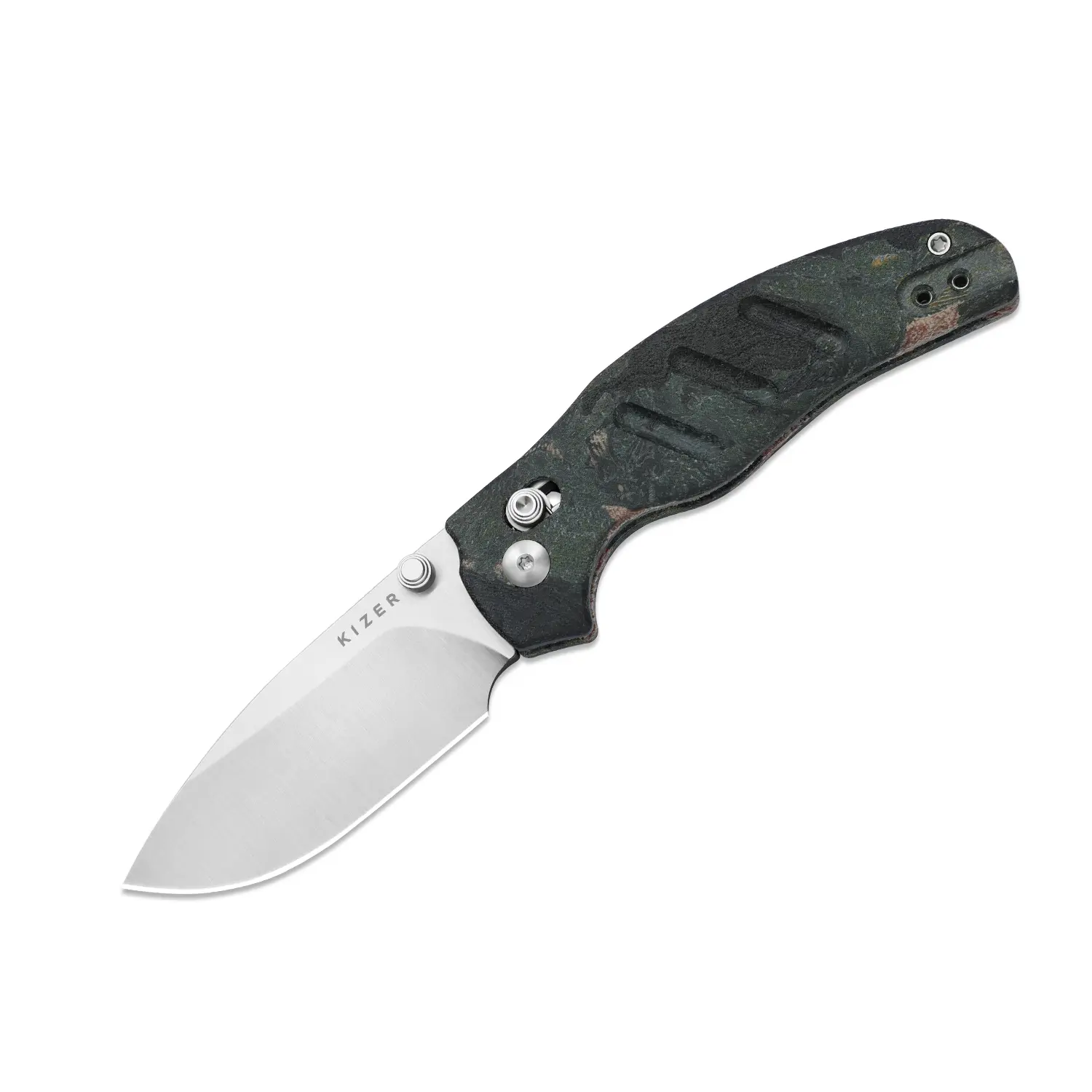 Kizer Sheepdog C01C 2.9 CD Current Micarta (Blue Burl Canvas) Nitro-V Blade Camping Knife V3488.29CDA3