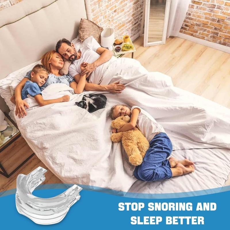 Anti-Snoring Mouthpiece designed to reduce snoring by gently adjusting jaw position for better airflow. Comfortable, adjustable, and reusable. No batteries or machines needed. Sleep quieter, breathe easier, and wake up refreshed every morning.
