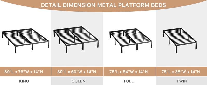 Queen Bed Frame - Heavy Duty Metal Platform Bed Frames Queen Size with Storage Space under Frame, 14inches Sturdy Queen